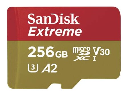 Extreme microSDXC 256GB 190MBs A2 C10 V30 UHS  SD Adapter